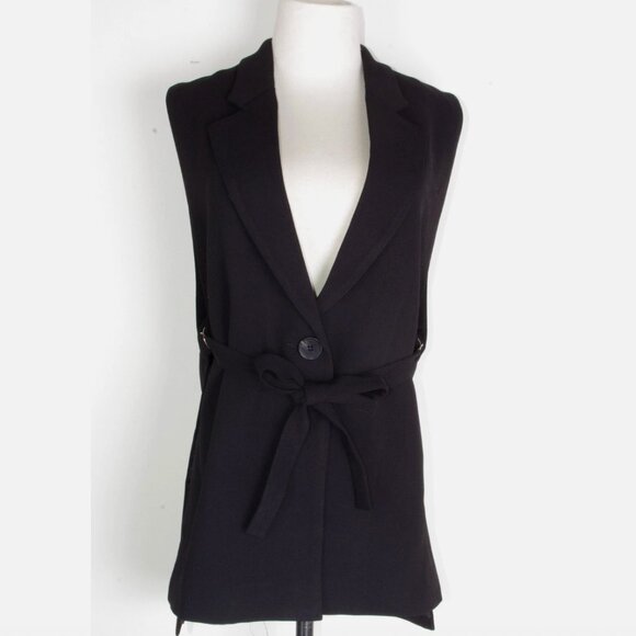 ZARA - Vest With Side Vents And Ties - Black - Size S - Picture 5 of 6
